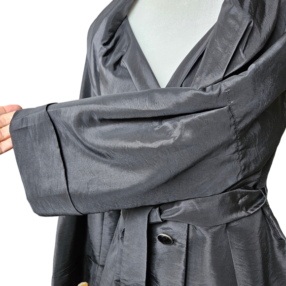 Spanner evening formal event cocktail black jacket blouse with sash shiny 12 - Picture 9 of 15